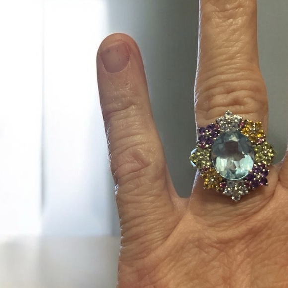 925 Silver Aquamarine Ring - Picture 2 of 7